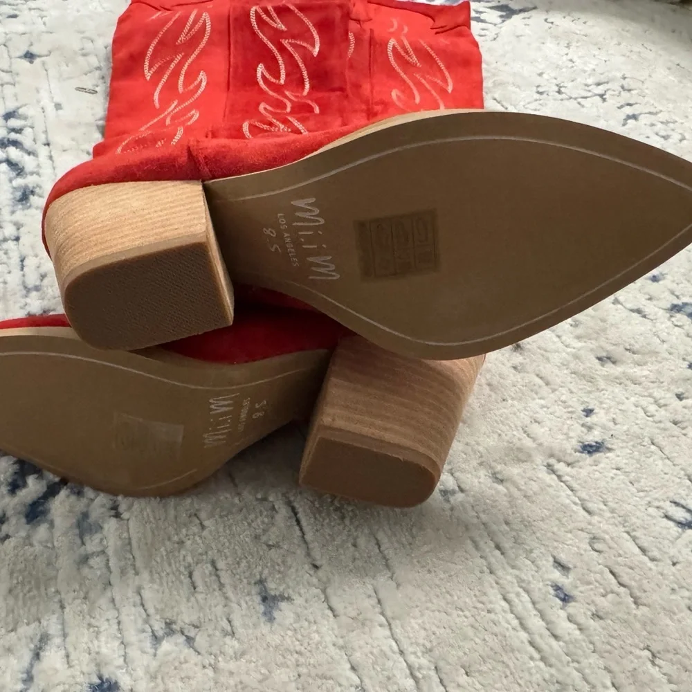 Mi.iM Red Stitched Over-the-Knee Western Boots
